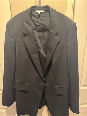 Banana Republic Black Single-Button Blazer with Notch Lapel
